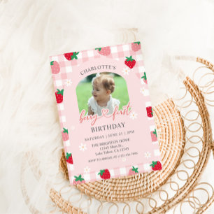 Berry First Birthday Photo Invitation