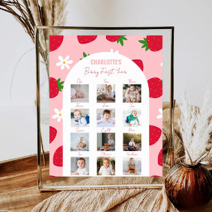 Berry First Birthday Photo Milestone Sweet One Poster