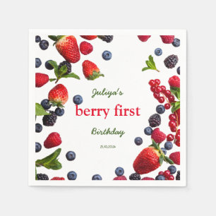 Berry First birthday Photo Napkins