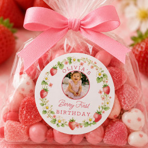 Berry First Birthday Photo Sticker