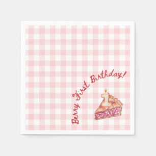 Berry First Birthday Picnic Themed Napkin