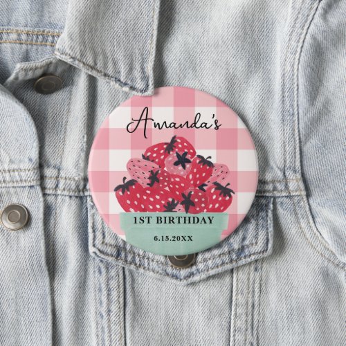 Berry First Birthday Pin _ Strawberry
