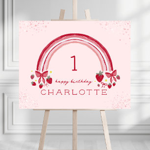 Berry First Birthday Rainbow Strawberry Bows Foam Board