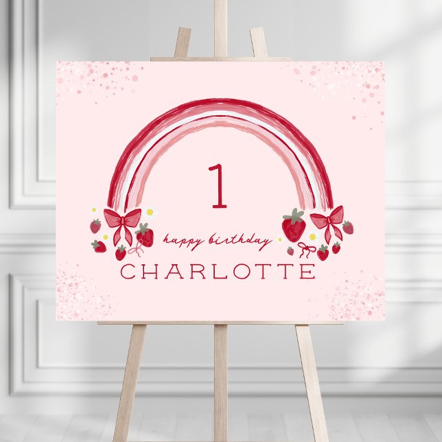 Berry First Birthday Rainbow Strawberry Bows Foam Board (Creator Uploaded)
