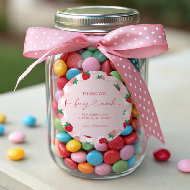 Berry First Birthday Round Sticker Labels (Creator Uploaded)