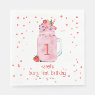 Berry First Birthday Smoothie Napkins