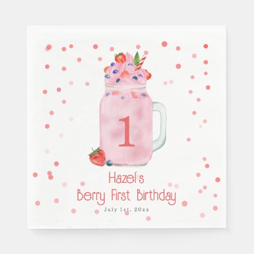 Berry First Birthday Smoothie Napkins