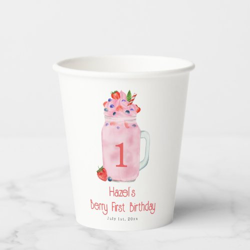 Berry First Birthday Smoothie Paper Cups