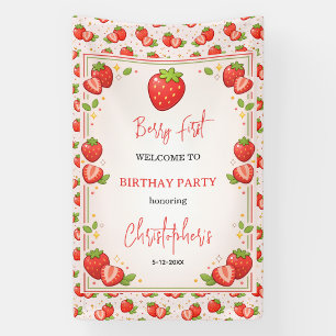 Berry First Birthday Strawberry 1st Birthday Banner