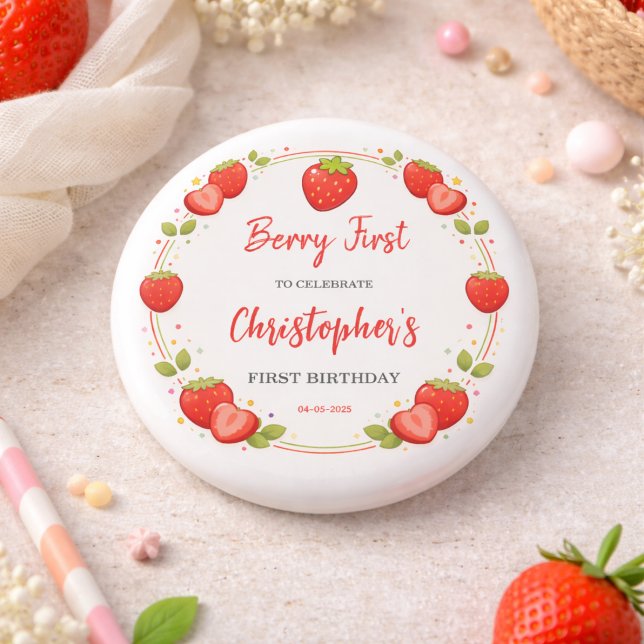 Berry First Birthday | Strawberry 1st Birthday  Button (Berry First Birthday | Strawberry 1st Birthday Button
)