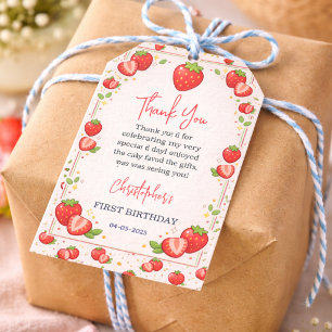 Berry First Birthday   Strawberry 1st Birthday Gift Tags