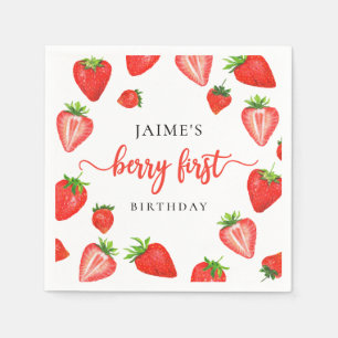 Berry First Birthday Strawberry 1st Birthday Napkins
