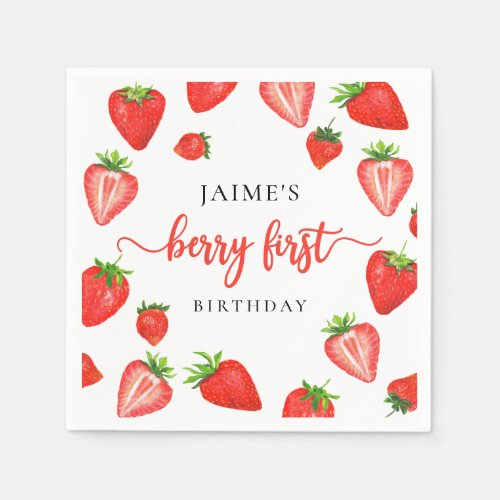 Berry First Birthday  Strawberry 1st Birthday Napkins