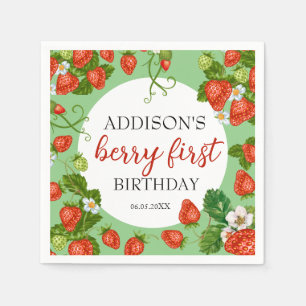 Berry First Birthday Strawberry 1st Birthday Napkins