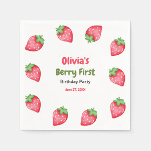 Berry First Birthday Strawberry 1st Birthday Napkins