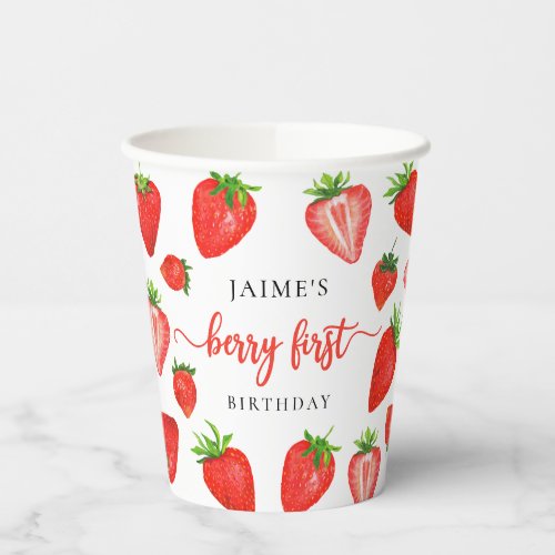 Berry First Birthday Strawberry 1st Birthday Paper Cups
