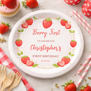 Berry First Birthday   Strawberry 1st Birthday  Paper Plates