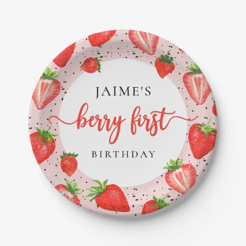Berry First Birthday  Strawberry 1st Birthday Paper Plates