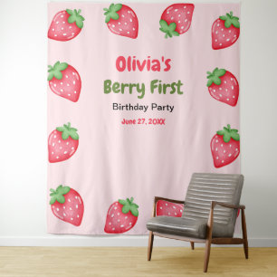 Berry First Birthday Strawberry 1st Birthday Tapestry