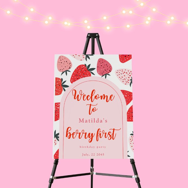Berry First Birthday Strawberry Arch Welcome Sign (Creator Uploaded)