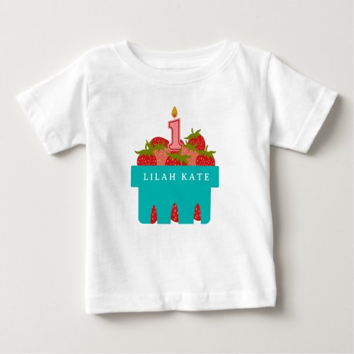 Berry First Birthday Strawberry Basket Baby T_Shirt