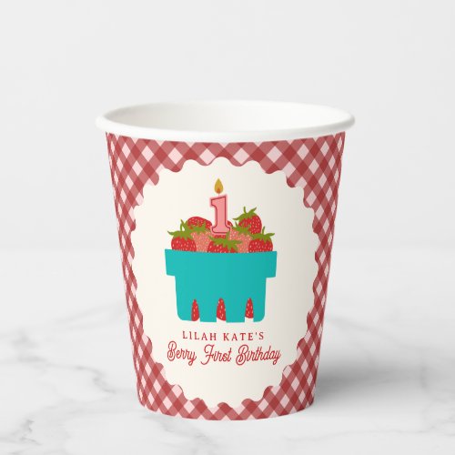 Berry First Birthday Strawberry Basket Paper Cups