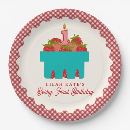 Berry First Birthday Strawberry Basket Paper Plates