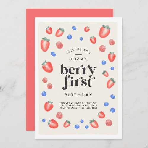 Berry First Birthday Strawberry Birthday  Invitation