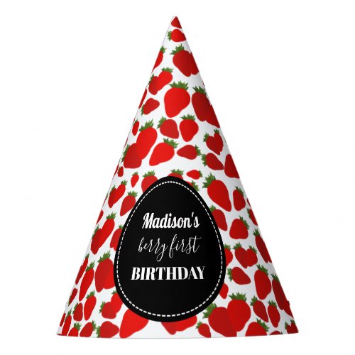 Berry First Birthday Strawberry Birthday Party  Party Hat