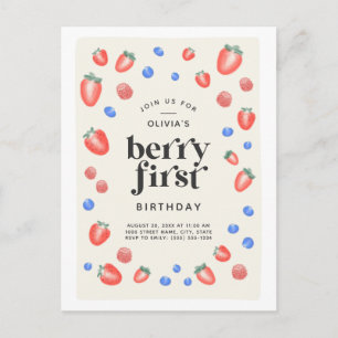 Berry First Birthday Strawberry Birthday Postcard