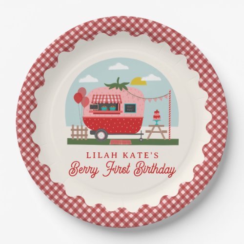 Berry First Birthday Strawberry Camper Paper Plates
