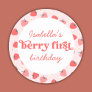 Berry First Birthday Strawberry Classic Round Sticker