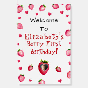 Berry First Birthday Strawberry Custom Photo 1st Foam Board
