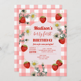Berry First Birthday Strawberry First 1st Birthday Invitation