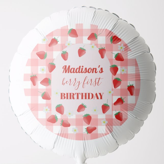 Berry First Birthday Strawberry First 1st Welcome Balloon (Front)