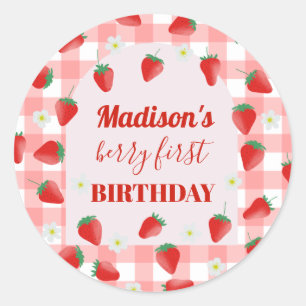 Berry First Birthday Strawberry First 1st Welcome Classic Round Sticker
