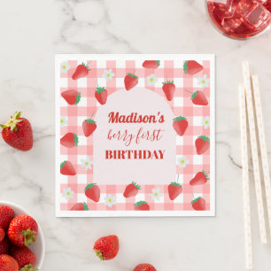 Berry First Birthday Strawberry First 1st Welcome Napkins
