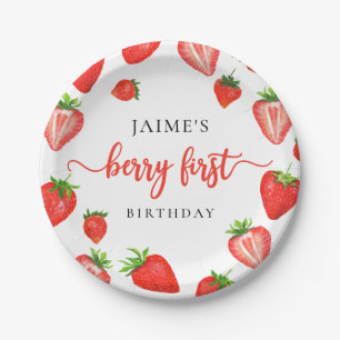 Berry First Birthday Strawberry First Birthday Paper Plates