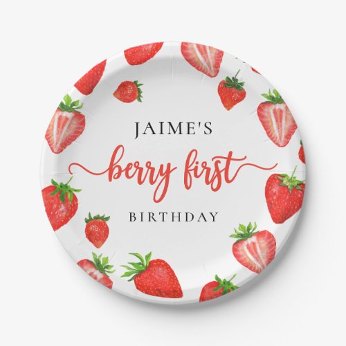 Berry First Birthday  Strawberry First Birthday Paper Plates