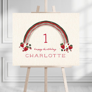 Berry First Birthday Strawberry Floral Rainbow Foam Board