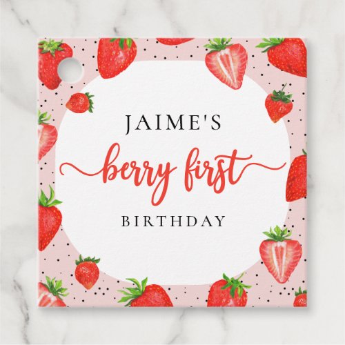 Berry First Birthday Strawberry Girl 1st Birthday Favor Tags