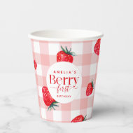 Berry First Birthday Strawberry Girl Paper Cups