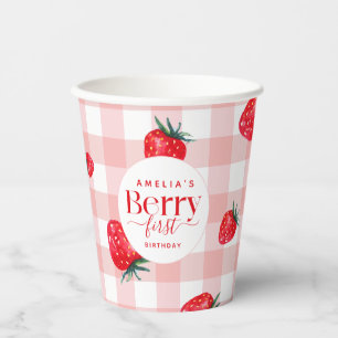 Berry First Birthday Strawberry Girl Paper Cups
