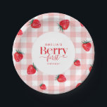Berry First Birthday Strawberry Girl Paper Plates<br><div class="desc">Cute Berry Sweet Strawberry 1st Birthday Party Paper Plates is the perfect solution for celebrating your little one's special day.</div>