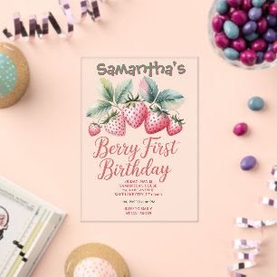 Berry First Birthday Strawberry One Sweet Berry Acrylic Invitations