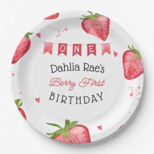 Berry First Birthday Strawberry Paper Plates