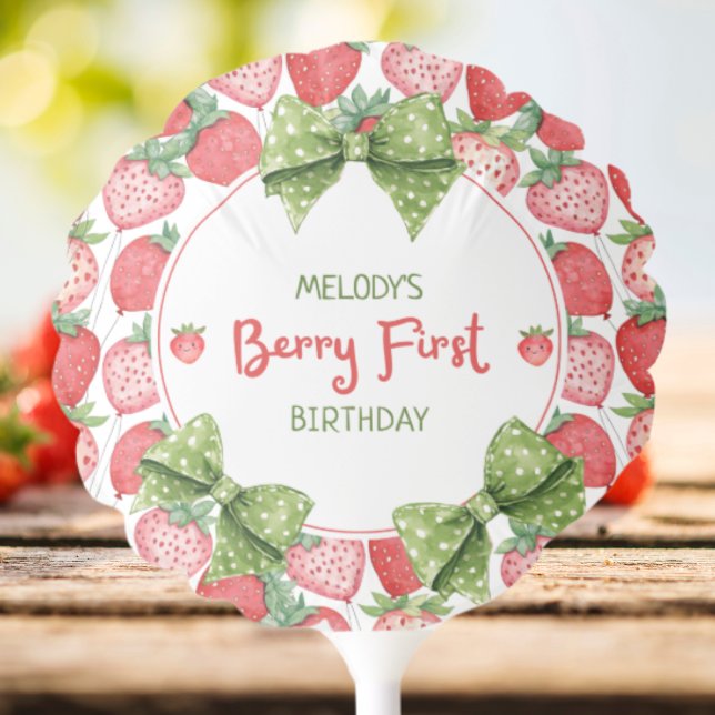 Berry First Birthday Strawberry Party  Balloon (Creator Uploaded)