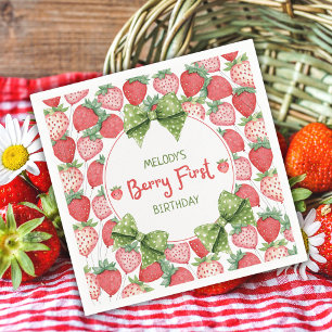 Berry First Birthday Strawberry Party Napkins
