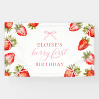 Berry First Birthday Strawberry Party Sign