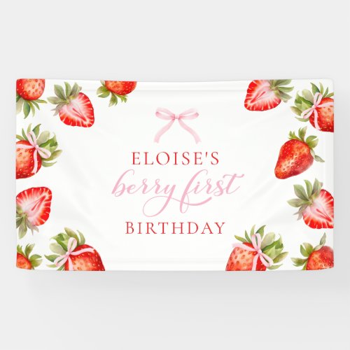 Berry First Birthday Strawberry Party Sign